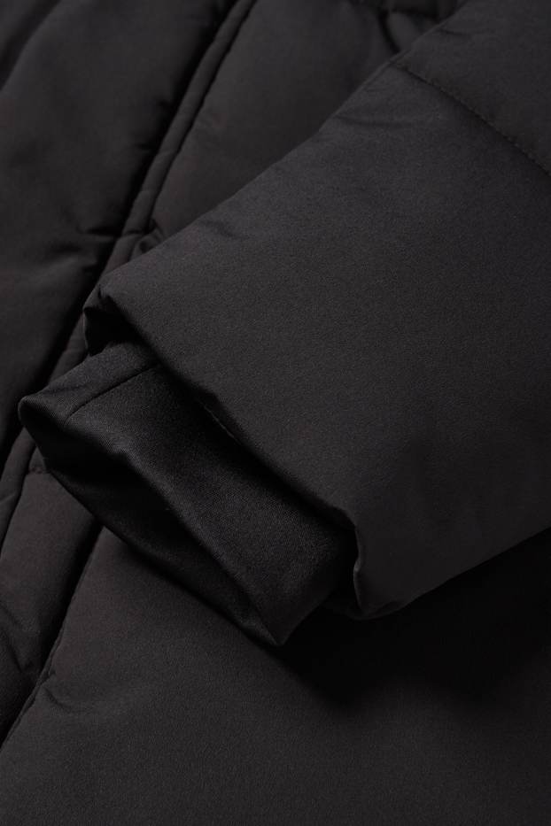 Kinder Jungen - Steppjacke mit Kapuze - wasserabweisend - schwarz