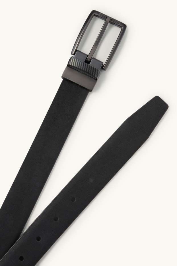 Heren - Omkeerbare riem - imitatieleer - donkerbruin