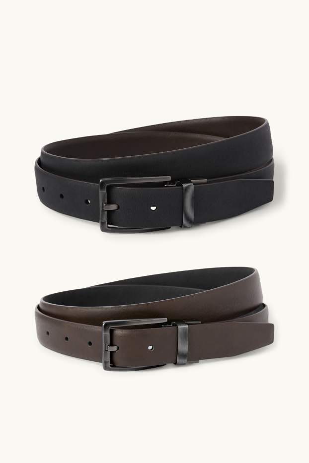 Heren - Omkeerbare riem - imitatieleer - donkerbruin