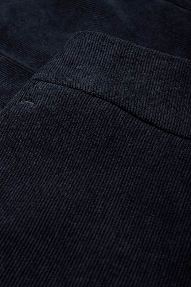 Dames - Corduroy broek - mid waist - wide leg - donkerblauw
