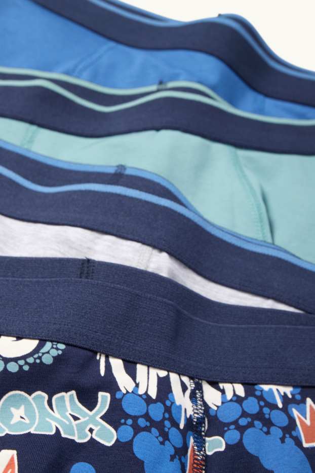 Enfants garçons - Lot de 5 - graffiti - caleçons - bleu