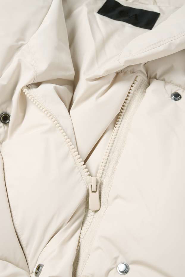 Damen - Steppjacke mit Kapuze - wasserabweisend - cremeweiß