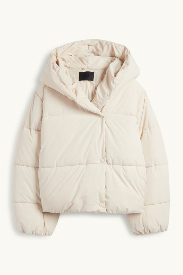 Damen - Steppjacke mit Kapuze - wasserabweisend - cremeweiß