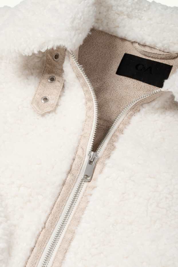 Femmes - Blouson en peluche - blanc crème