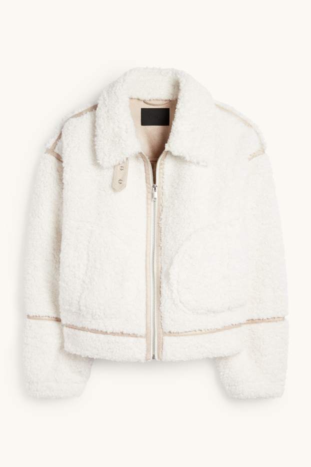 Femmes - Blouson en peluche - blanc crème