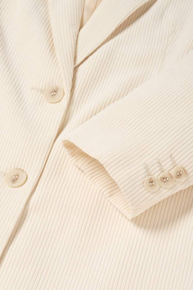 Dames - Lange blazer van corduroy - regular fit - crèmekleurig