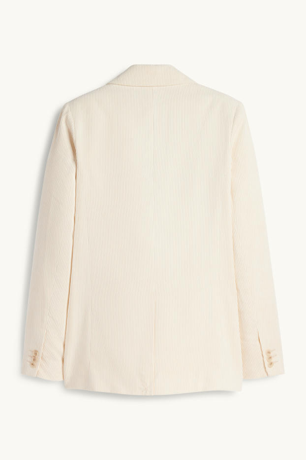 Dames - Lange blazer van corduroy - regular fit - crèmekleurig