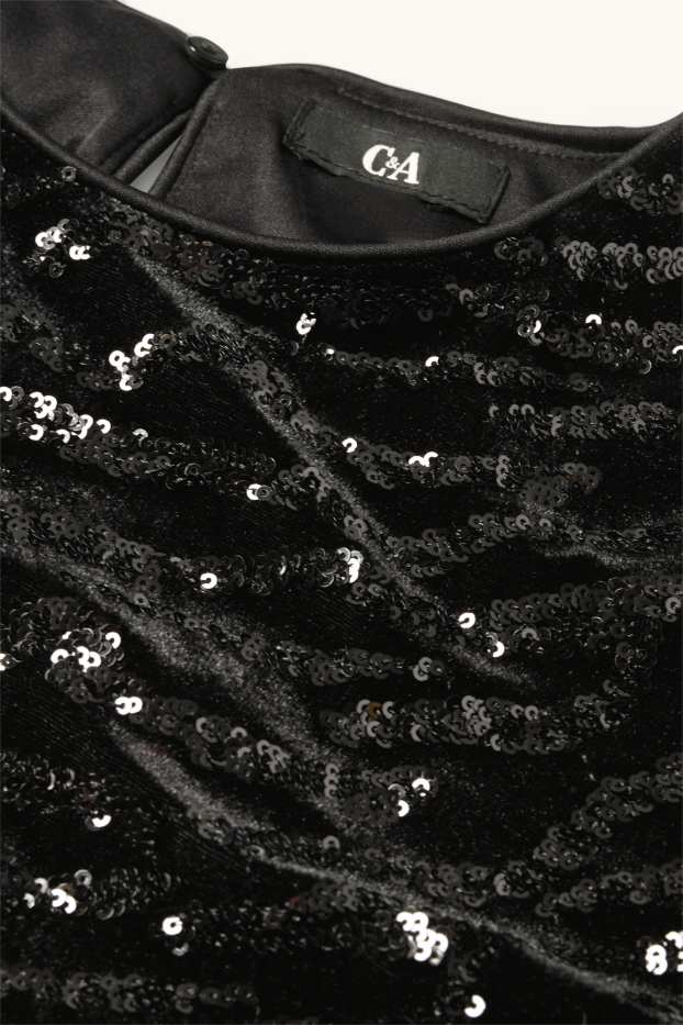 Donna - Blusa di velluto e paillettes - nero