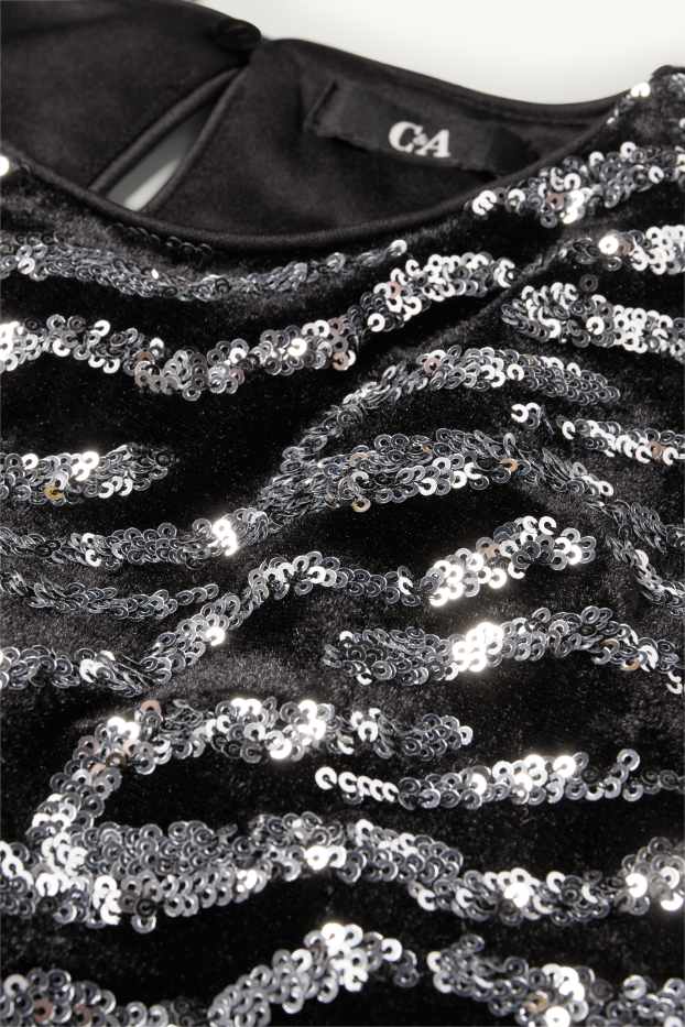 Donna - Blusa di velluto e paillettes - nero