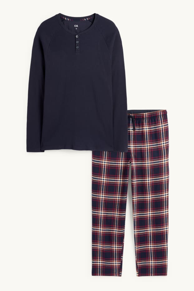 Herren - Pyjama mit Flanellhose - dunkelblau