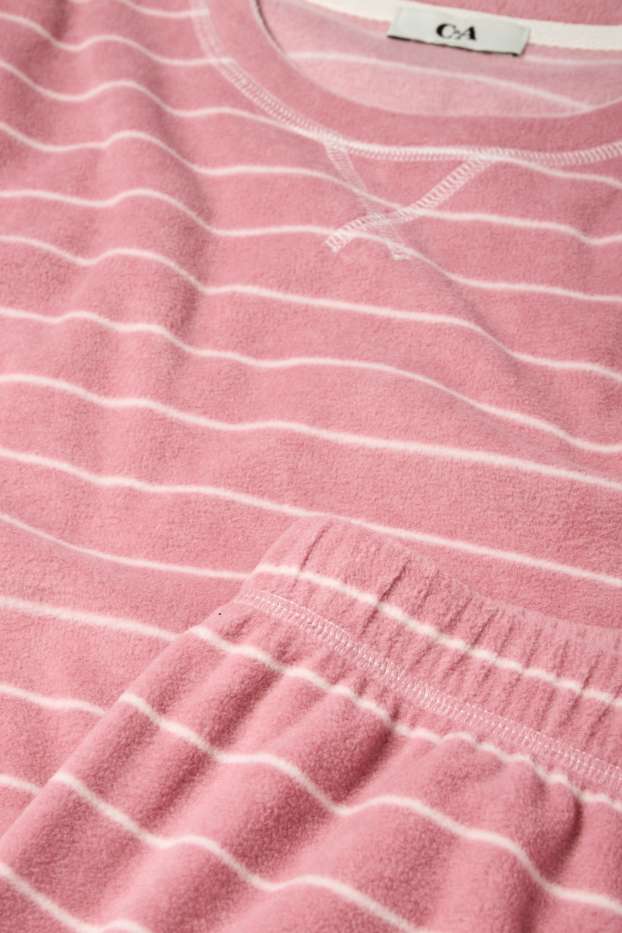Femmes - Pyjama en polaire - à rayures - rose