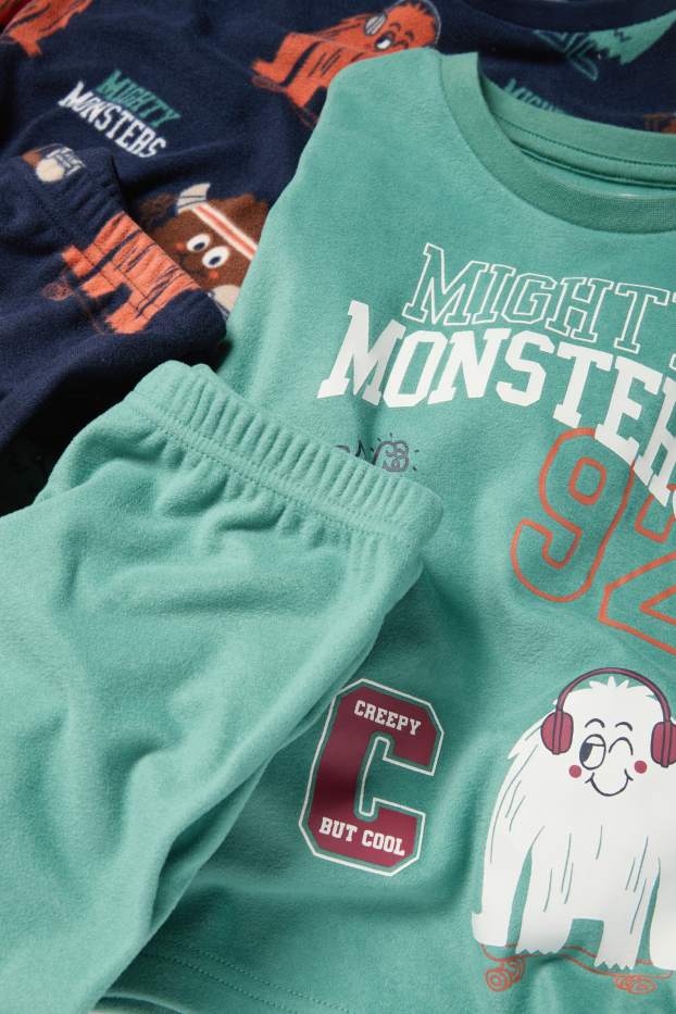 Bambini - Confezione da 2 - mostri - pigiama - 4 pezzi - verde