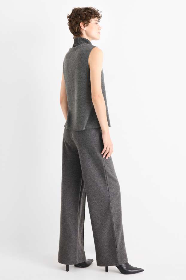 Women - Knitted joggers - gray-melange