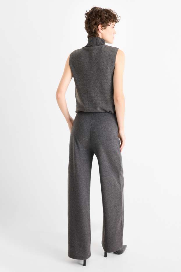 Women - Knitted joggers - gray-melange