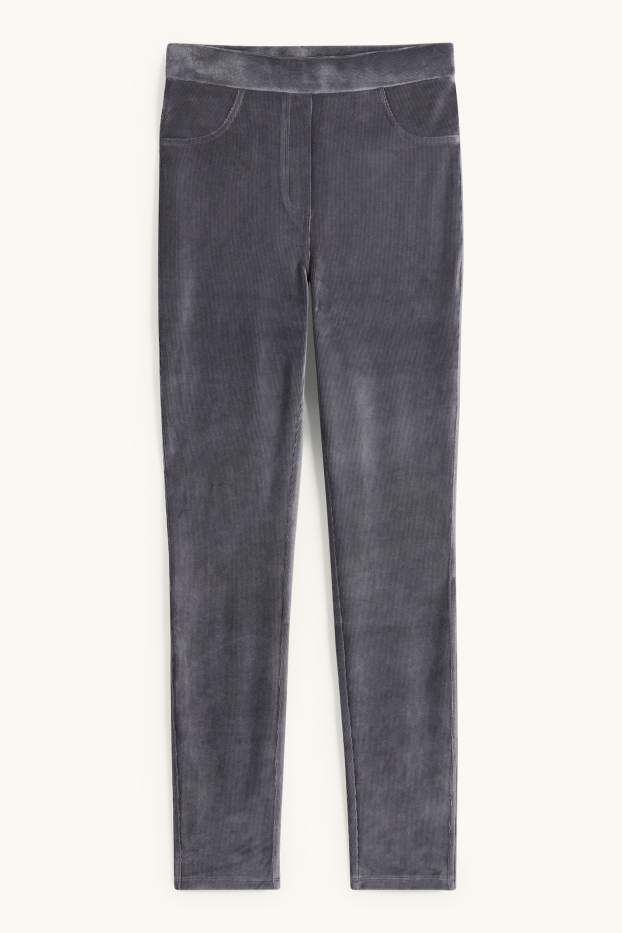 Dames - Legging van corduroy - donkergrijs