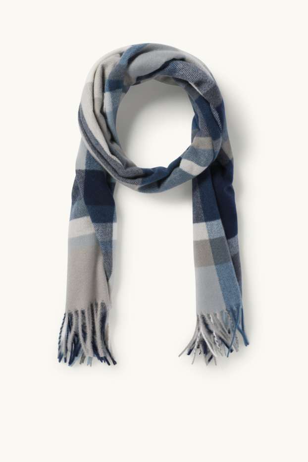 Herren - Schal - kariert - dunkelblau