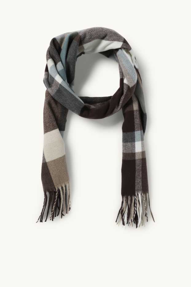 Herren - Schal - kariert - dunkelbraun