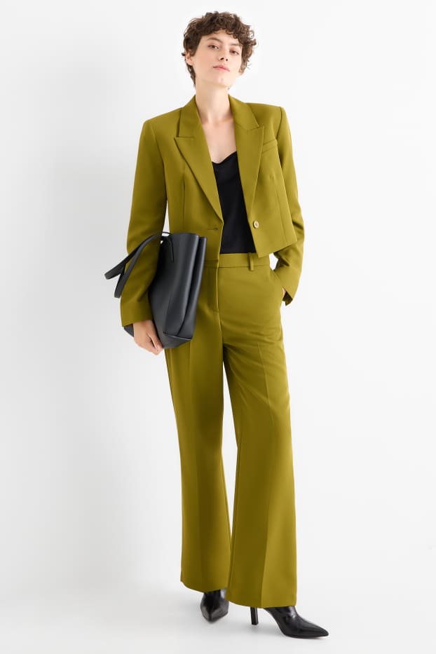 Femmes - Pantalon de bureau - mid waist - wide leg - jaune moutarde