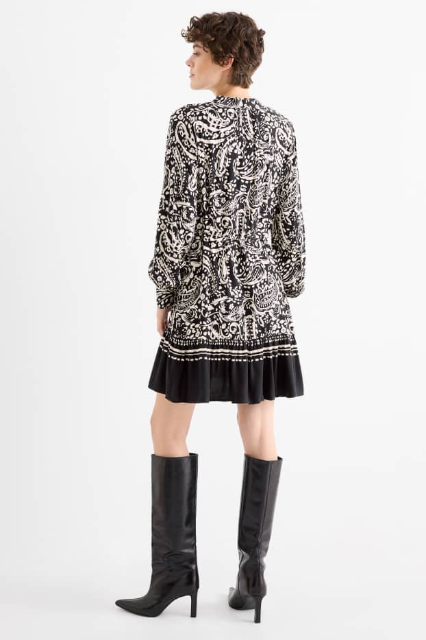 Women - Shirt dress - patterned - black / beige