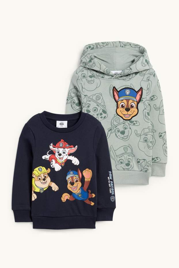 Bambini - Confezione da 2 - PAW Patrol - Chase - felpa con cappuccio e felpa girocollo - verde chiaro