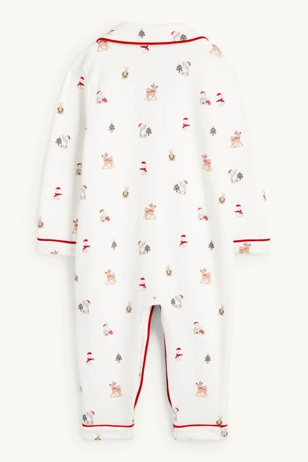 Baby: meisjes - Sneeuwpop en rendier - babypyjama voor de kerst - wit