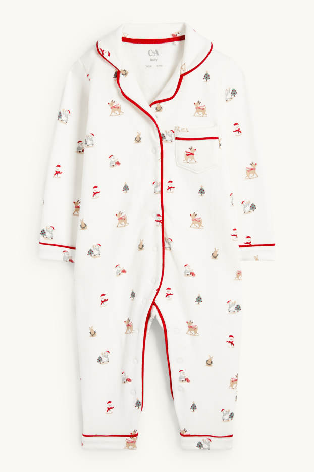 Baby: meisjes - Sneeuwpop en rendier - babypyjama voor de kerst - wit