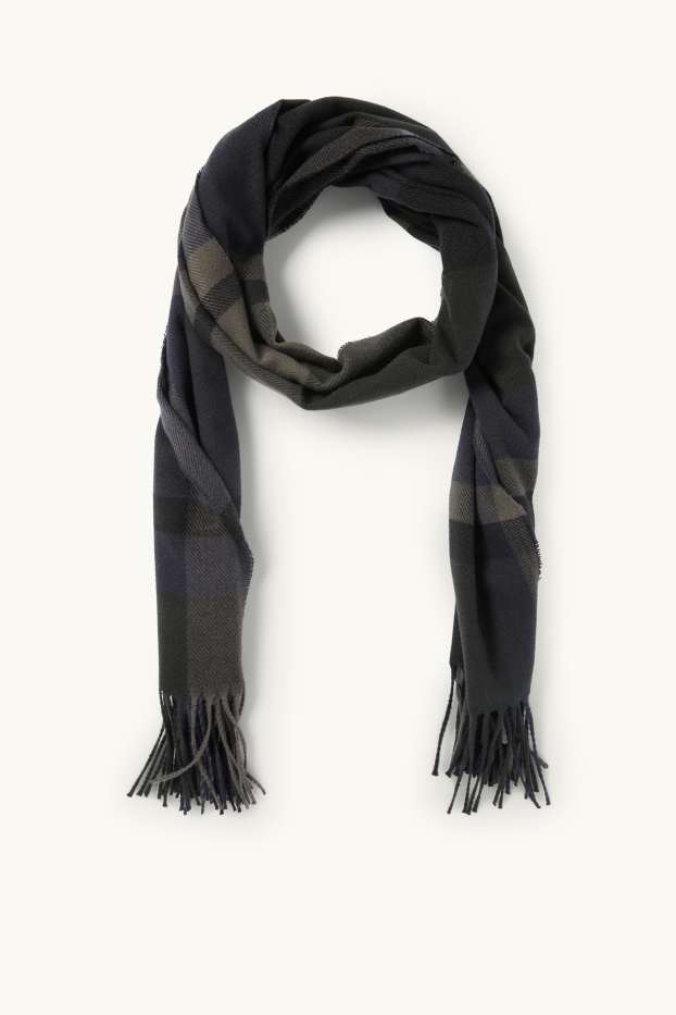 Herren - Schal - kariert - dunkelblau