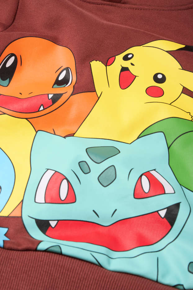 Děti - chlapci - Pokémon - mikina s kapucí - hnědá