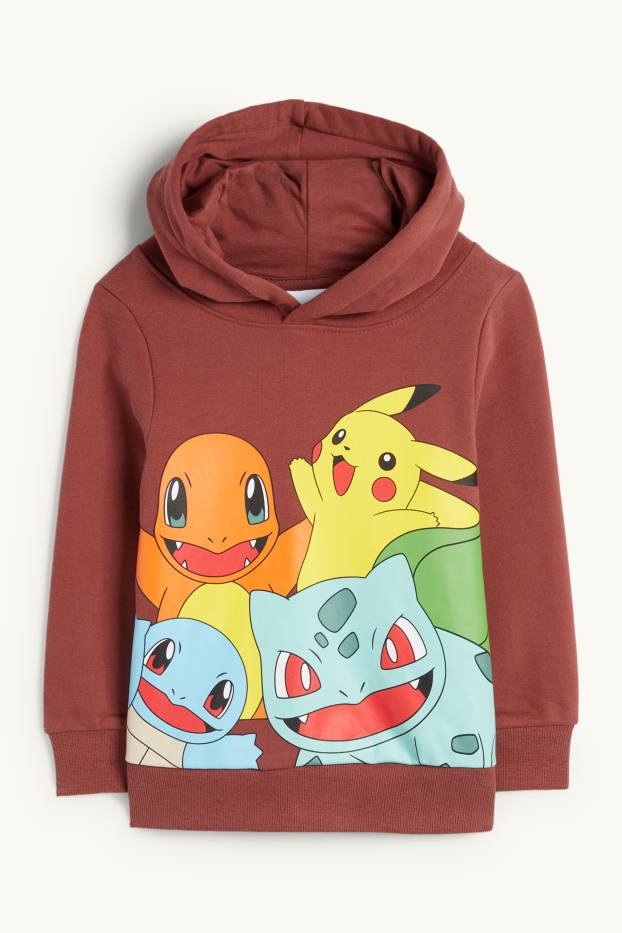 Děti - chlapci - Pokémon - mikina s kapucí - hnědá