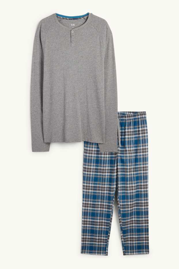 Uomo - Pigiama con pantaloni di flanella - grigio