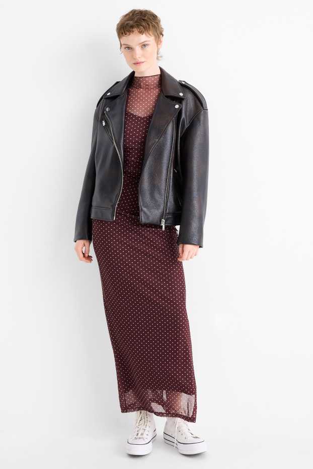 Damen - Mesh-Rock - gepunktet - bordeaux