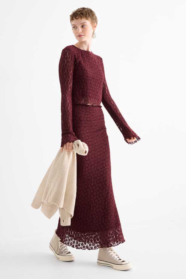 Women - Lace skirt - bordeaux