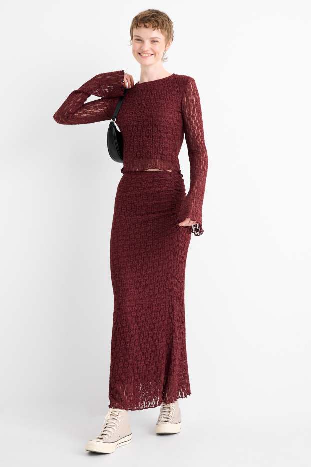 Women - Lace skirt - bordeaux