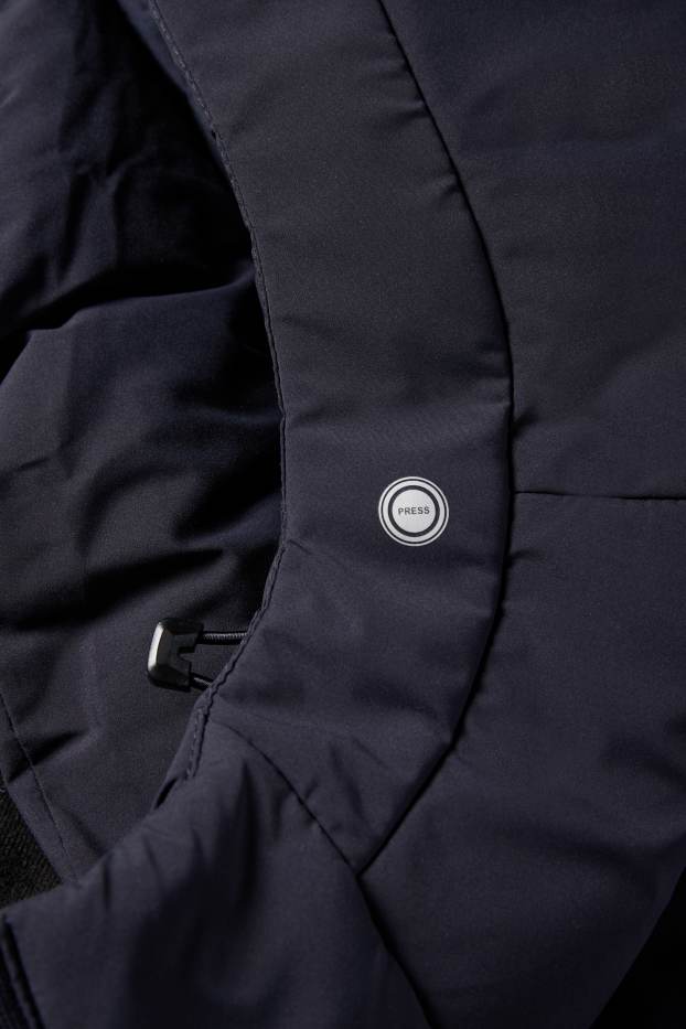 Heren - Gewatteerde jas met capuchon - waterafstotend - donkerblauw