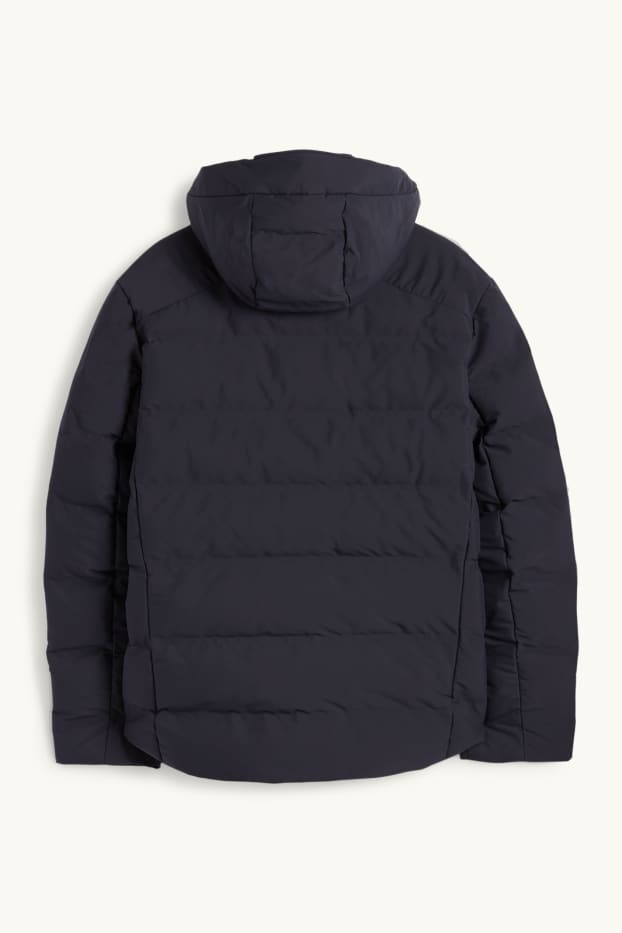 Heren - Gewatteerde jas met capuchon - waterafstotend - donkerblauw