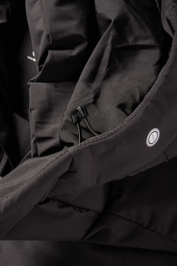 Heren - Gewatteerde jas met capuchon - waterafstotend - zwart