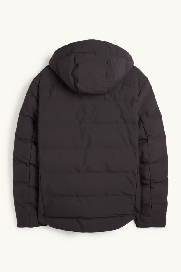 Heren - Gewatteerde jas met capuchon - waterafstotend - zwart