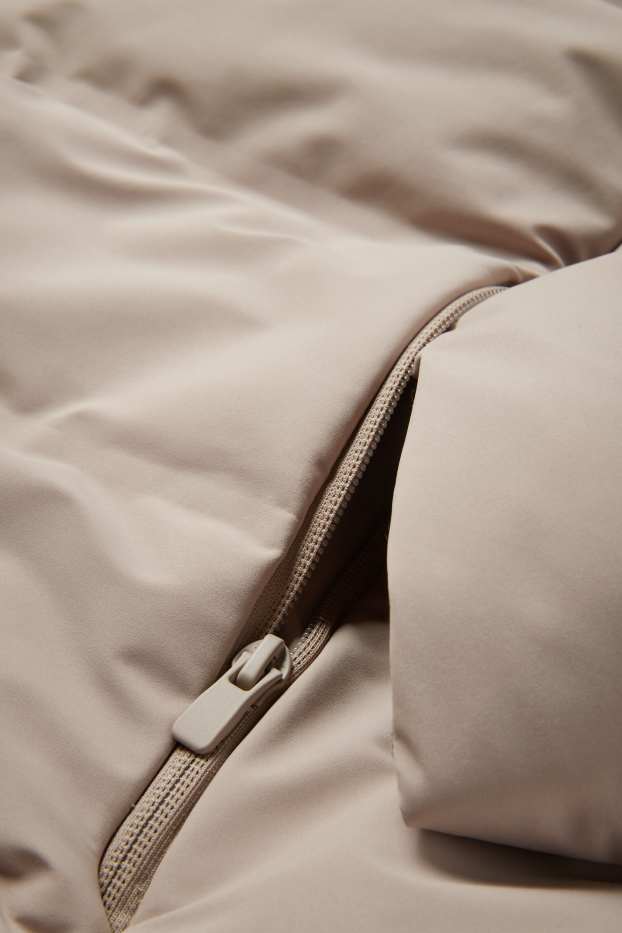 Heren - Gewatteerde jas met capuchon - waterafstotend - beige