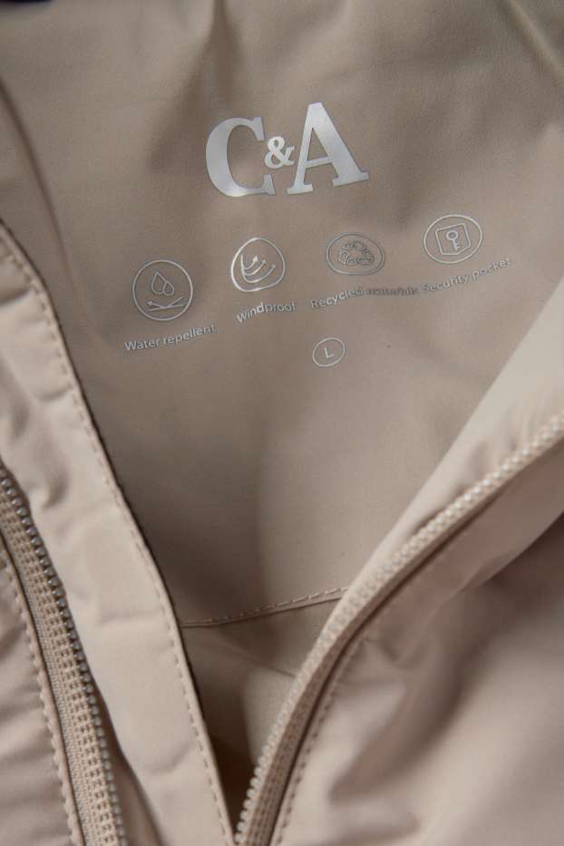 Heren - Gewatteerde jas met capuchon - waterafstotend - beige