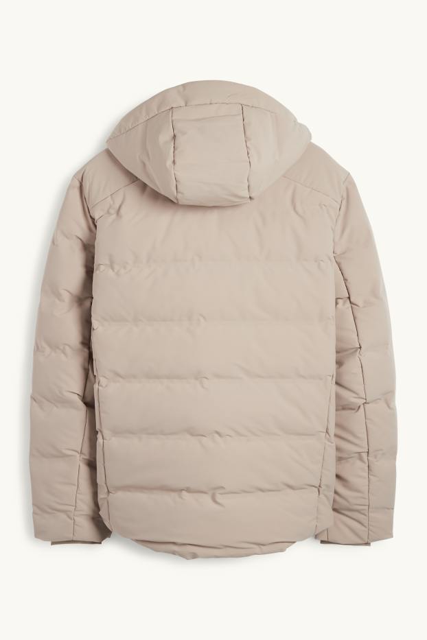 Heren - Gewatteerde jas met capuchon - waterafstotend - beige