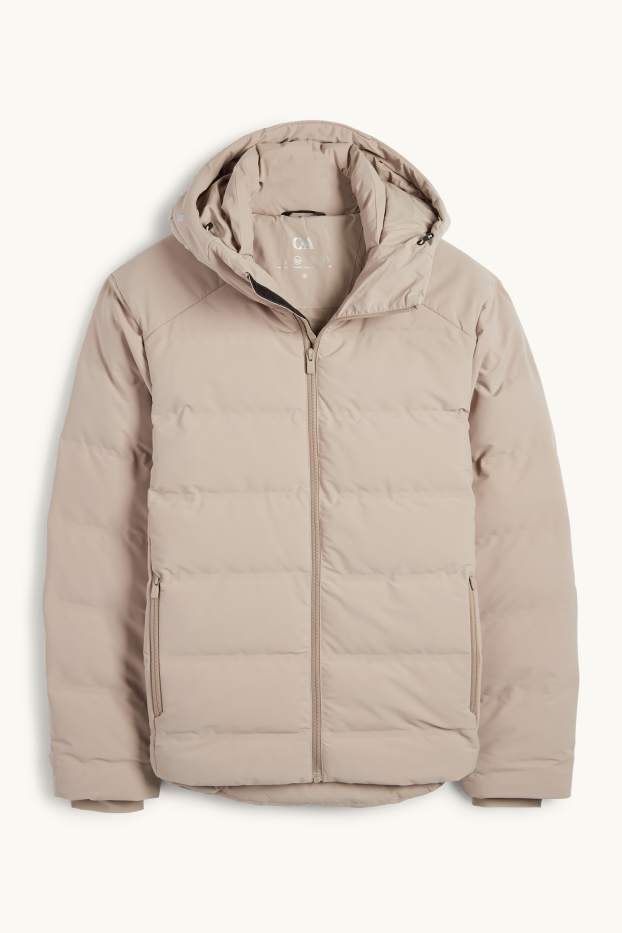 Heren - Gewatteerde jas met capuchon - waterafstotend - beige