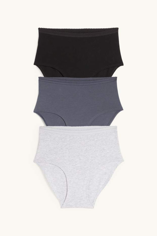 Damen - Multipack 3er - Slip - hellgrau-melange