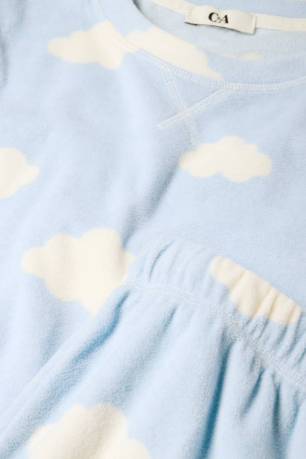 Damen - Fleece-Pyjama - hellblau