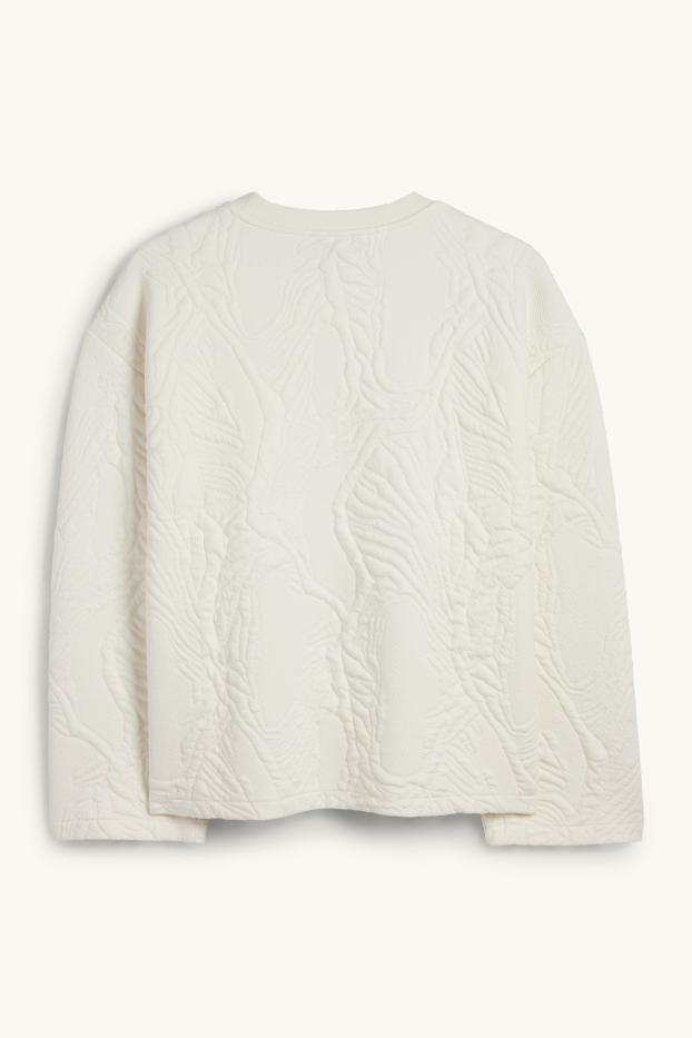 Damen - Sweatshirt - strukturiert - weiß