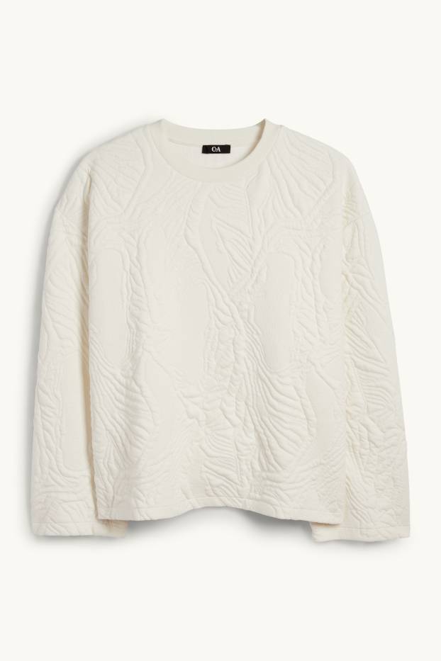 Damen - Sweatshirt - strukturiert - weiß