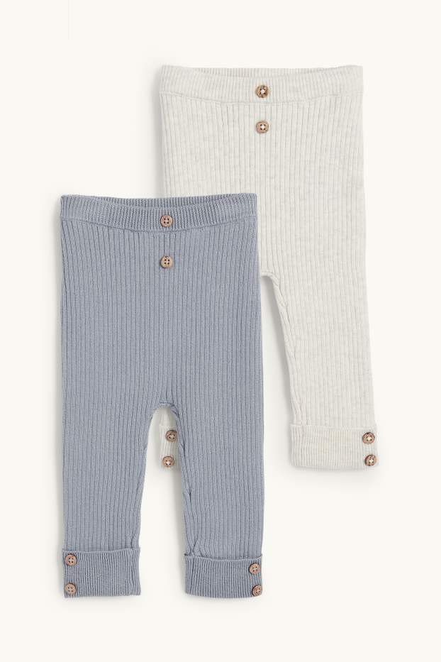 Baby Buben - Multipack 2er - Baby-Strick-Leggings - gerippt - grau