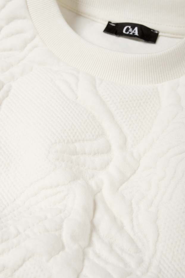 Damen - Sweatshirt - strukturiert - weiß