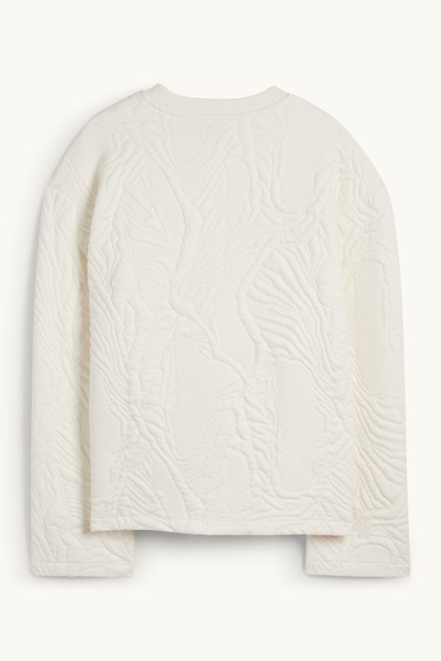 Damen - Sweatshirt - strukturiert - weiß