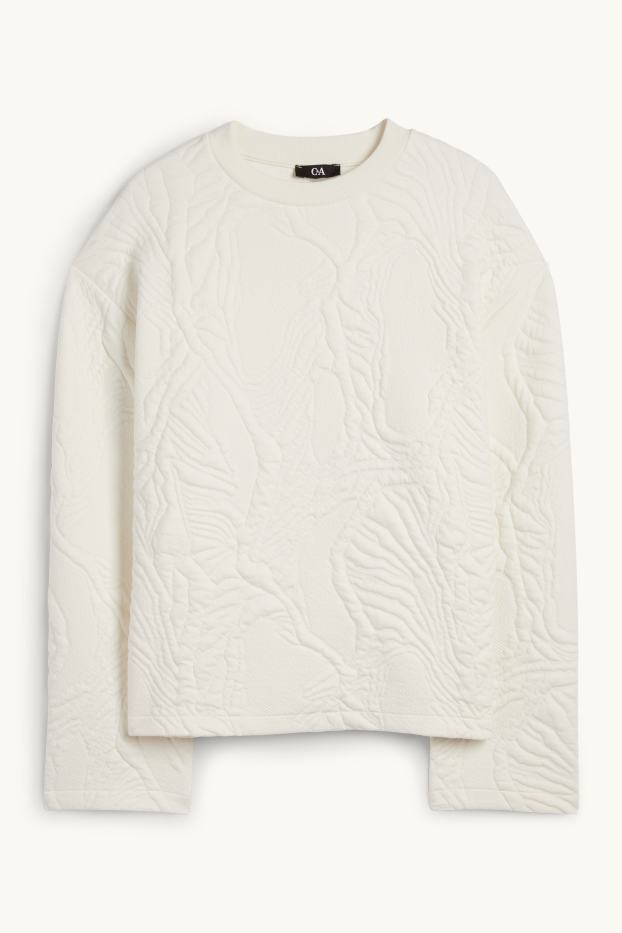 Damen - Sweatshirt - strukturiert - weiß