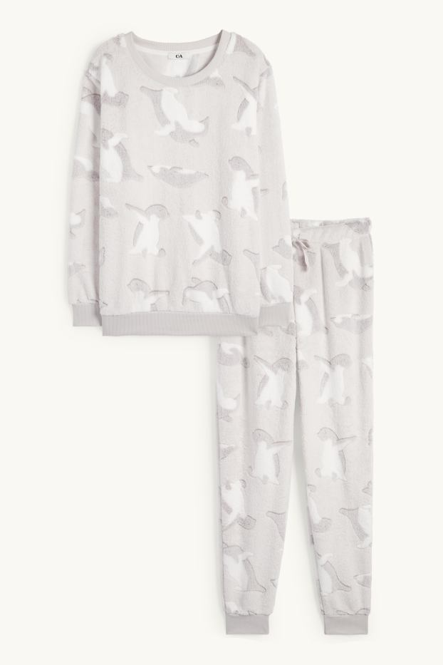 Damen - Winterpyjama - hellgrau
